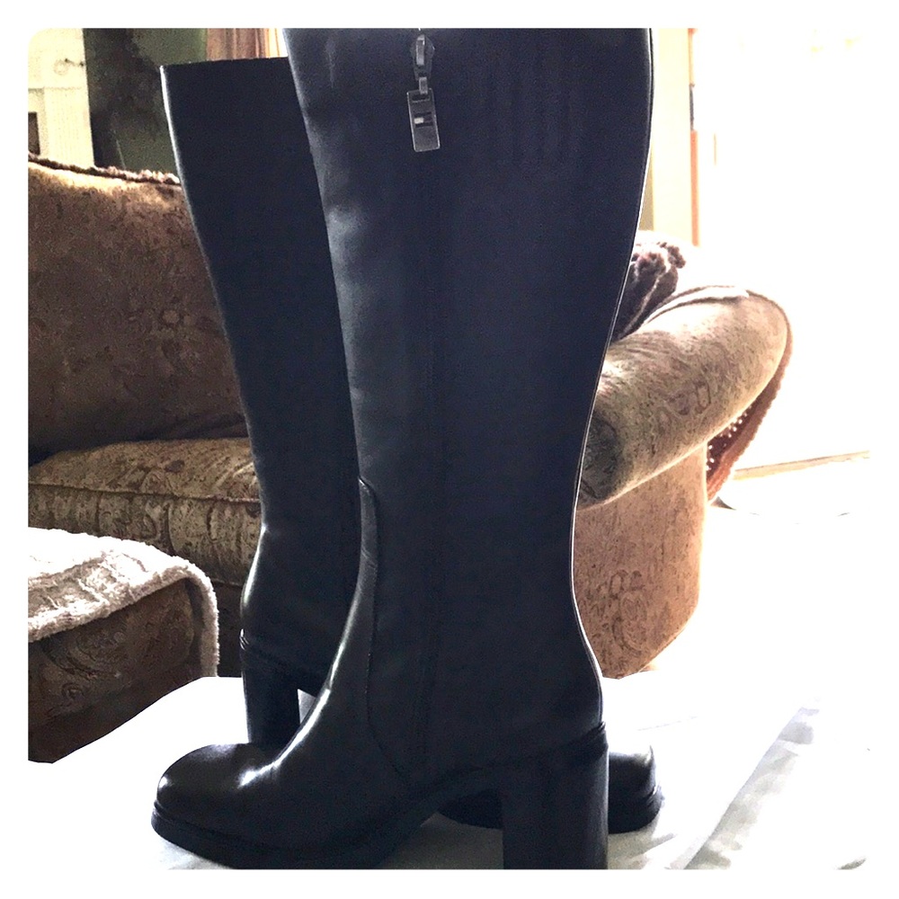 Chocolate leather below knee boots